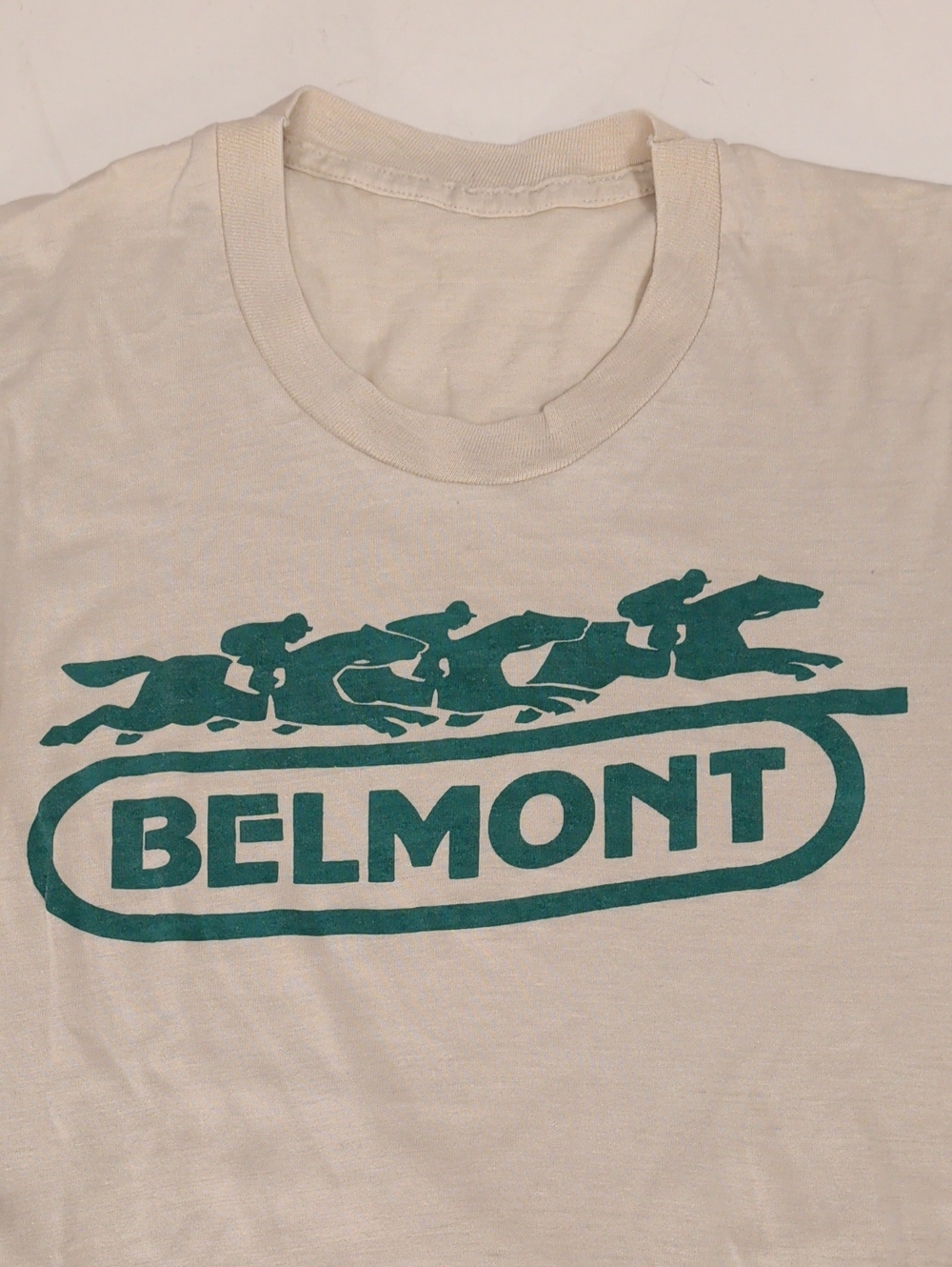 Vintage Belmont Racetrack Graphic Tee Single Stitch Thin Horse Racing T Shirt